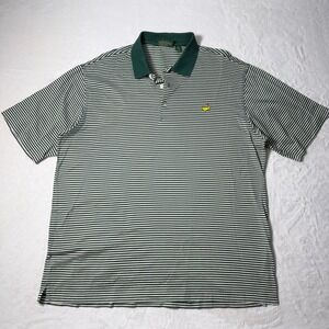 Masters Shirt Mens XL Green Striped Golf Polo 100% Pima Cotton Amen Corner